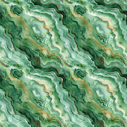 Abstract green and white marbled pattern with flowing curves and subtle orange accents.