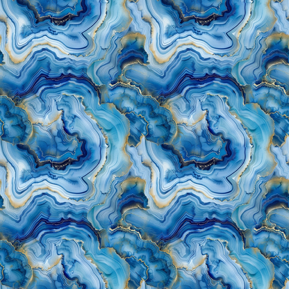 Abstract pattern resembling blue agate with swirling layers of blue, white, and hints of gold, creating a marbled, organic texture.