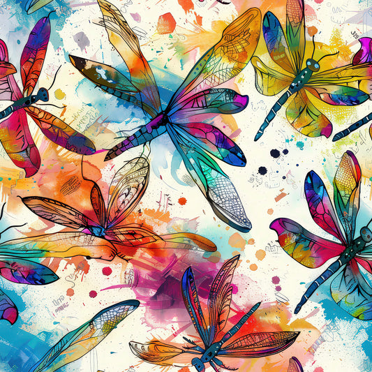 Alcohol Ink Dragonfly Pattern 1 Quilting Cotton Fabric