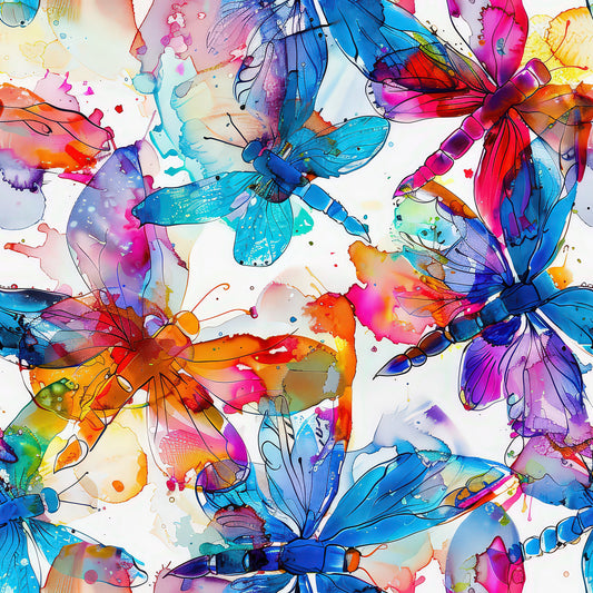 Alcohol Ink Dragonfly Pattern 11 Quilting Cotton Fabric
