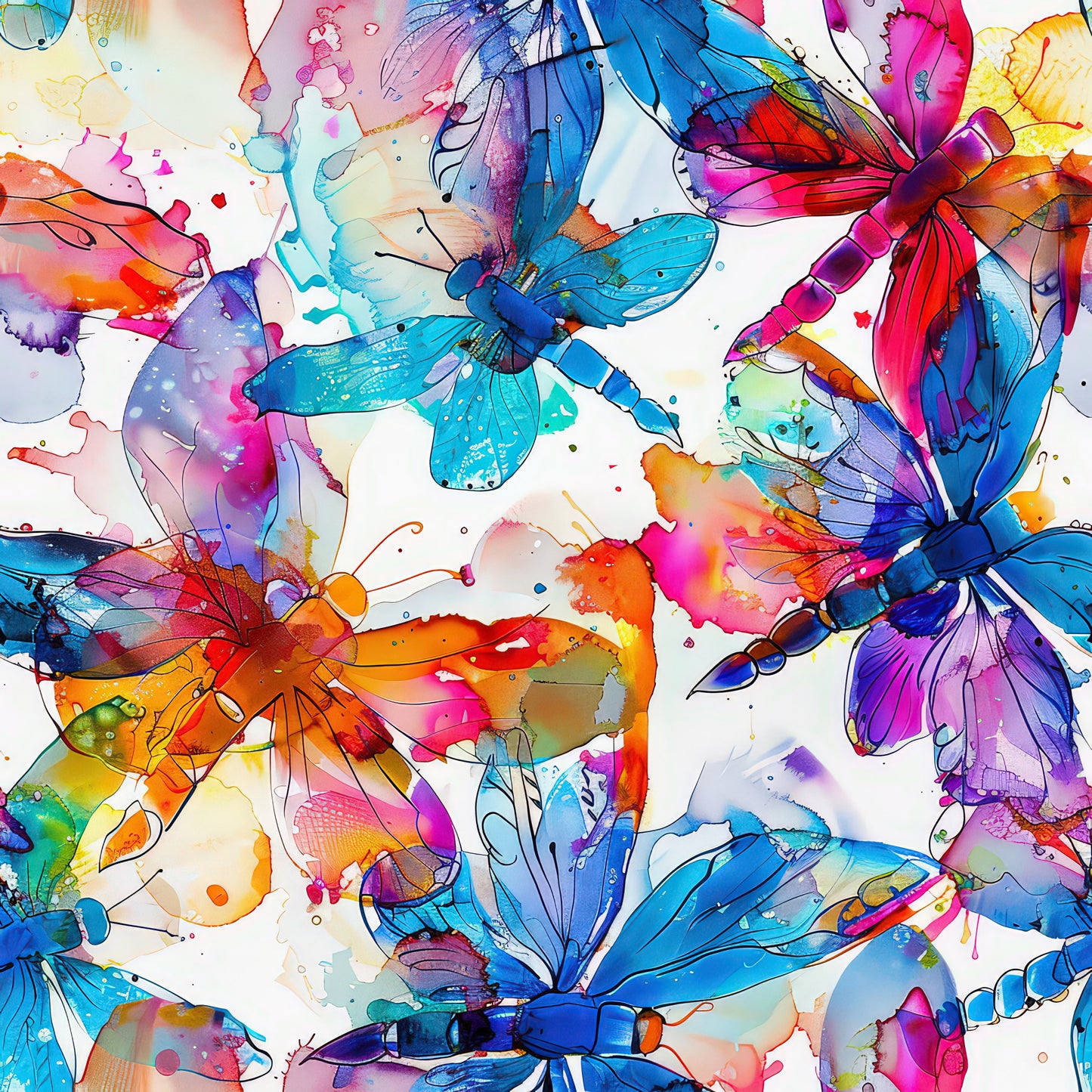 Alcohol Ink Dragonfly Pattern 11 Quilting Cotton Fabric