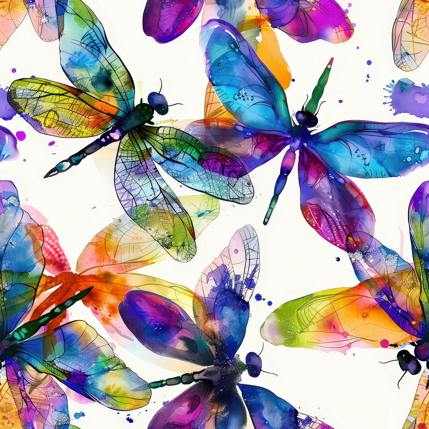 Alcohol Ink Dragonfly Pattern 2 Quilting Cotton Fabric