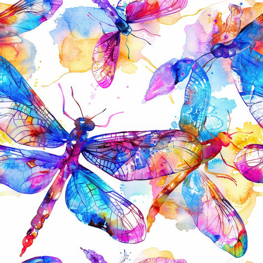 Alcohol Ink Dragonfly Pattern 4 Quilting Cotton Fabric