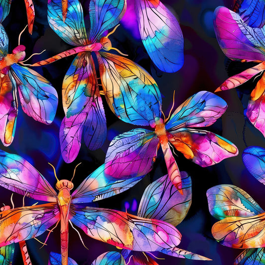Alcohol Ink Dragonfly Pattern 5 Quilting Cotton Fabric