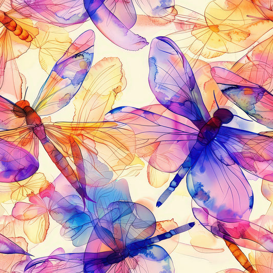 Alcohol Ink Dragonfly Pattern 8 Quilting Cotton Fabric
