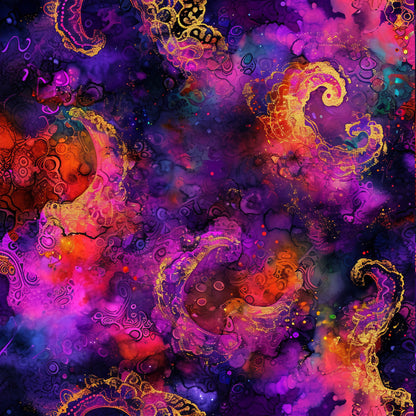 Alcohol Ink Paisley Pattern 14 Quilting Cotton Fabric