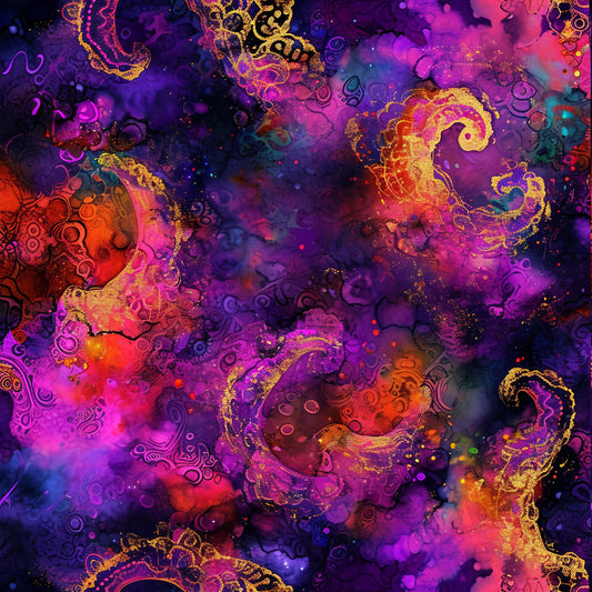 Alcohol Ink Paisley Pattern 14 Quilting Cotton Fabric