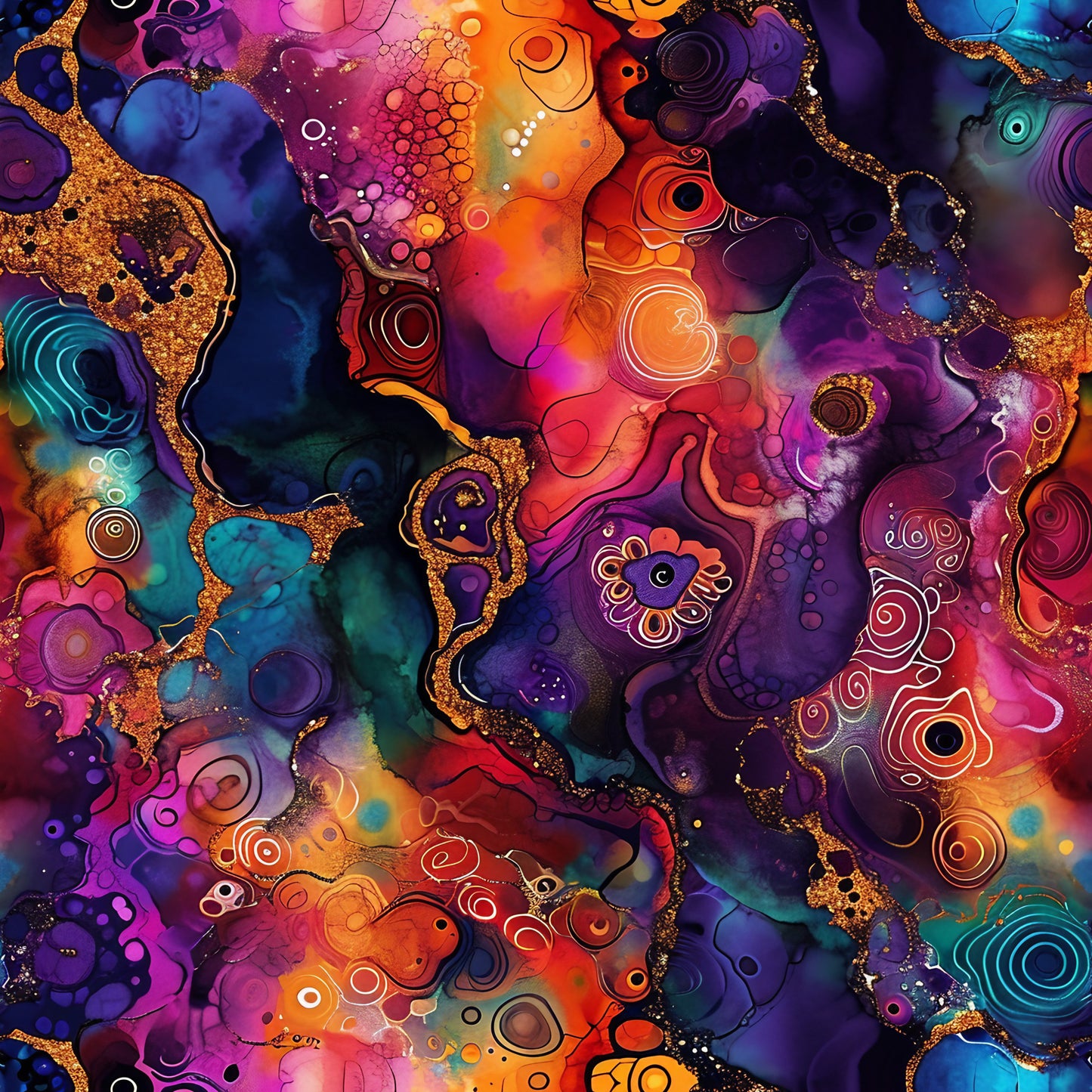 Alcohol Ink Paisley Pattern 17 Quilting Cotton Fabric