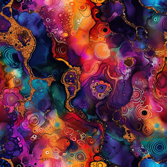Alcohol Ink Paisley Pattern 17 Quilting Cotton Fabric