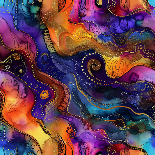 Alcohol Ink Paisley Pattern 3 Quilting Cotton Fabric