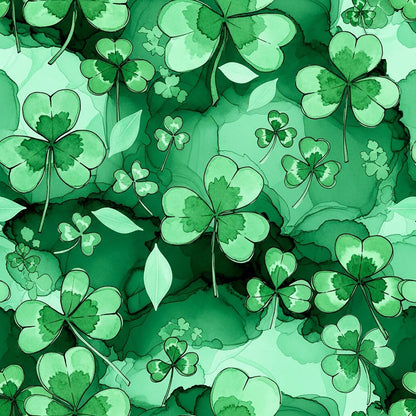 Alcohol Ink Shamrock Pattern 16 Quilting Cotton Fabric