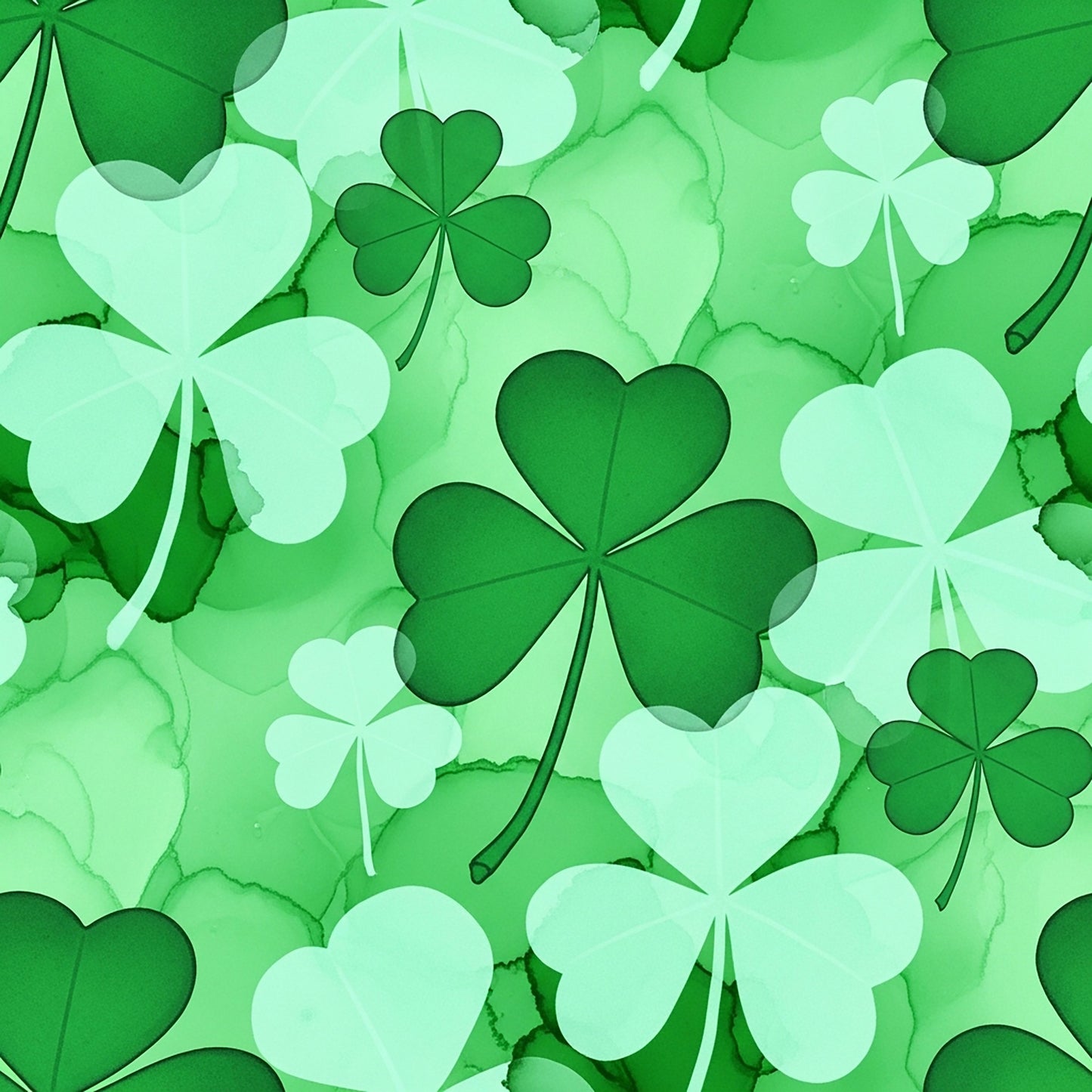 Alcohol Ink Shamrock Pattern 17 Quilting Cotton Fabric