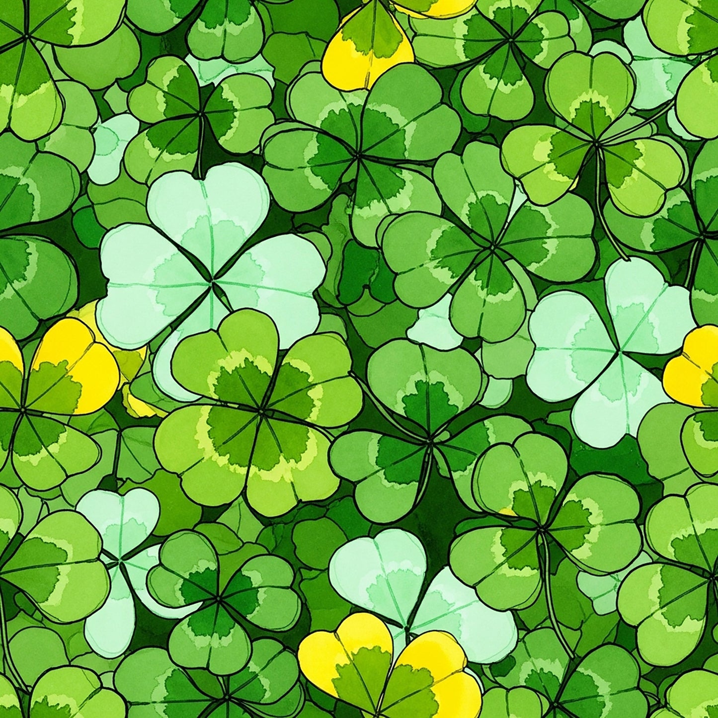 Alcohol Ink Shamrock Pattern 19 Quilting Cotton Fabric