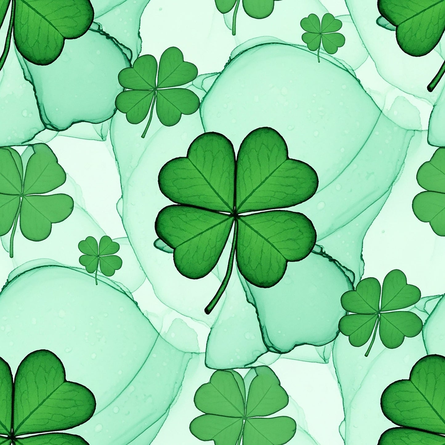 Alcohol Ink Shamrock Pattern 22 Quilting Cotton Fabric