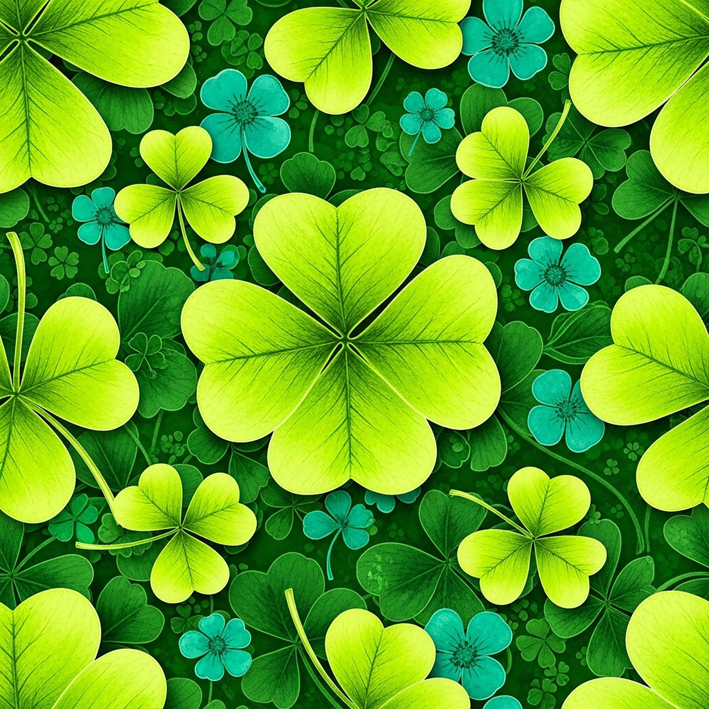 Alcohol Ink Shamrock Pattern 24 Quilting Cotton Fabric