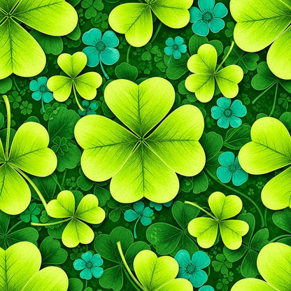 Alcohol Ink Shamrock Pattern 24 Quilting Cotton Fabric