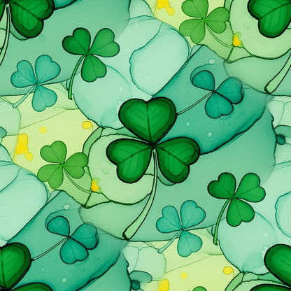 Alcohol Ink Shamrock Pattern 25 Quilting Cotton Fabric
