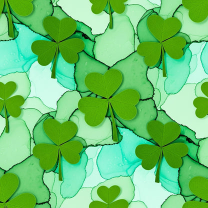 Alcohol Ink Shamrock Pattern 26 Quilting Cotton Fabric