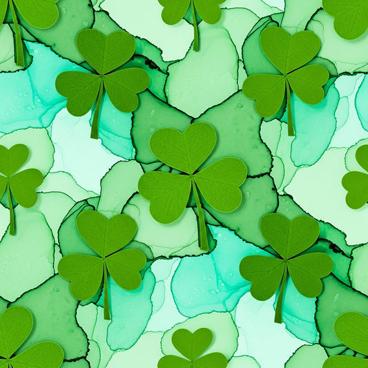 Alcohol Ink Shamrock Pattern 26 Quilting Cotton Fabric