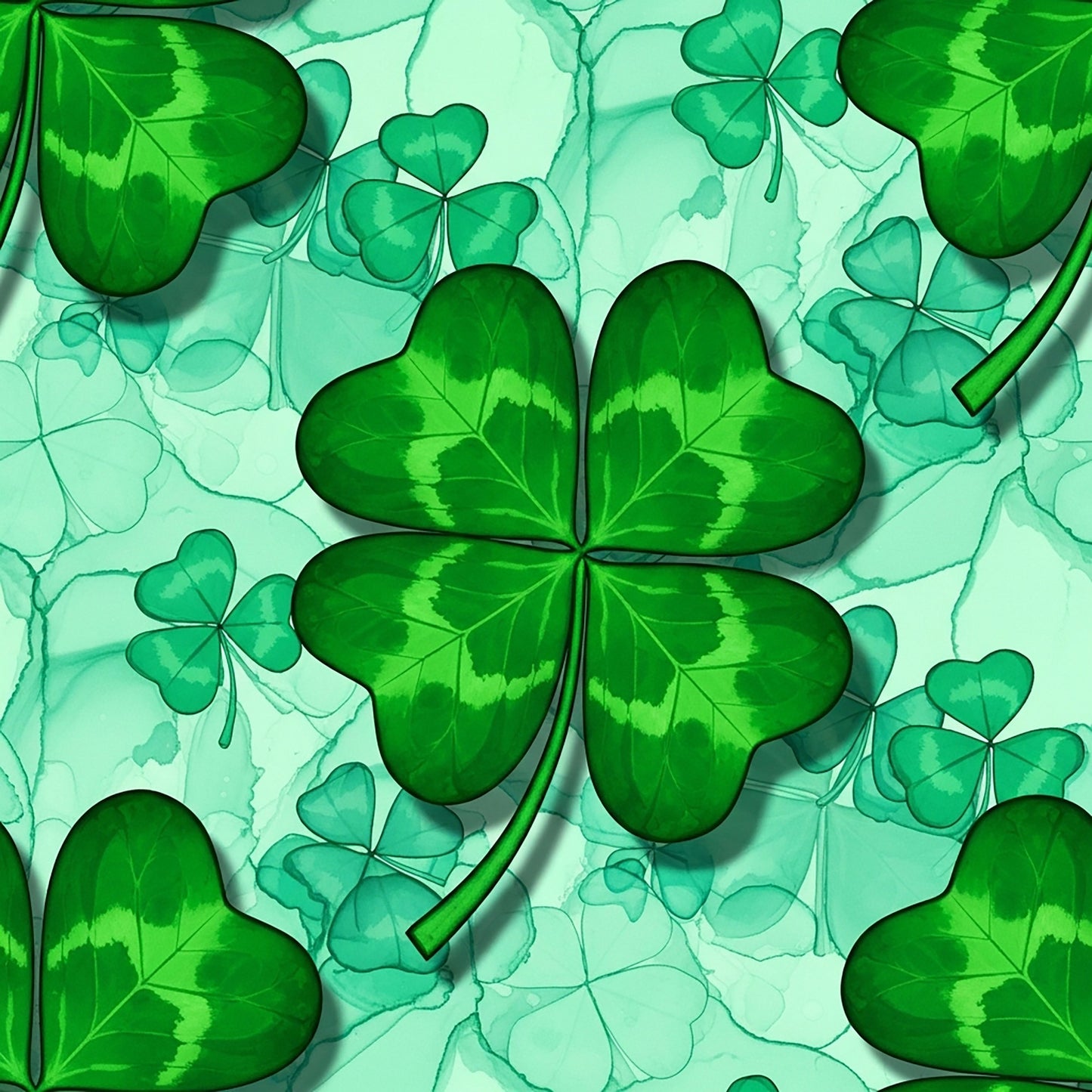 Alcohol Ink Shamrock Pattern 6 Quilting Cotton Fabric