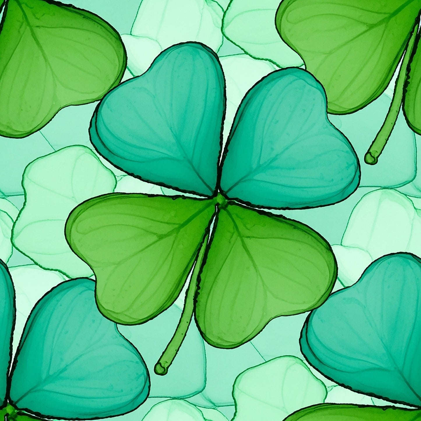 Alcohol Ink Shamrock Pattern 8 Quilting Cotton Fabric