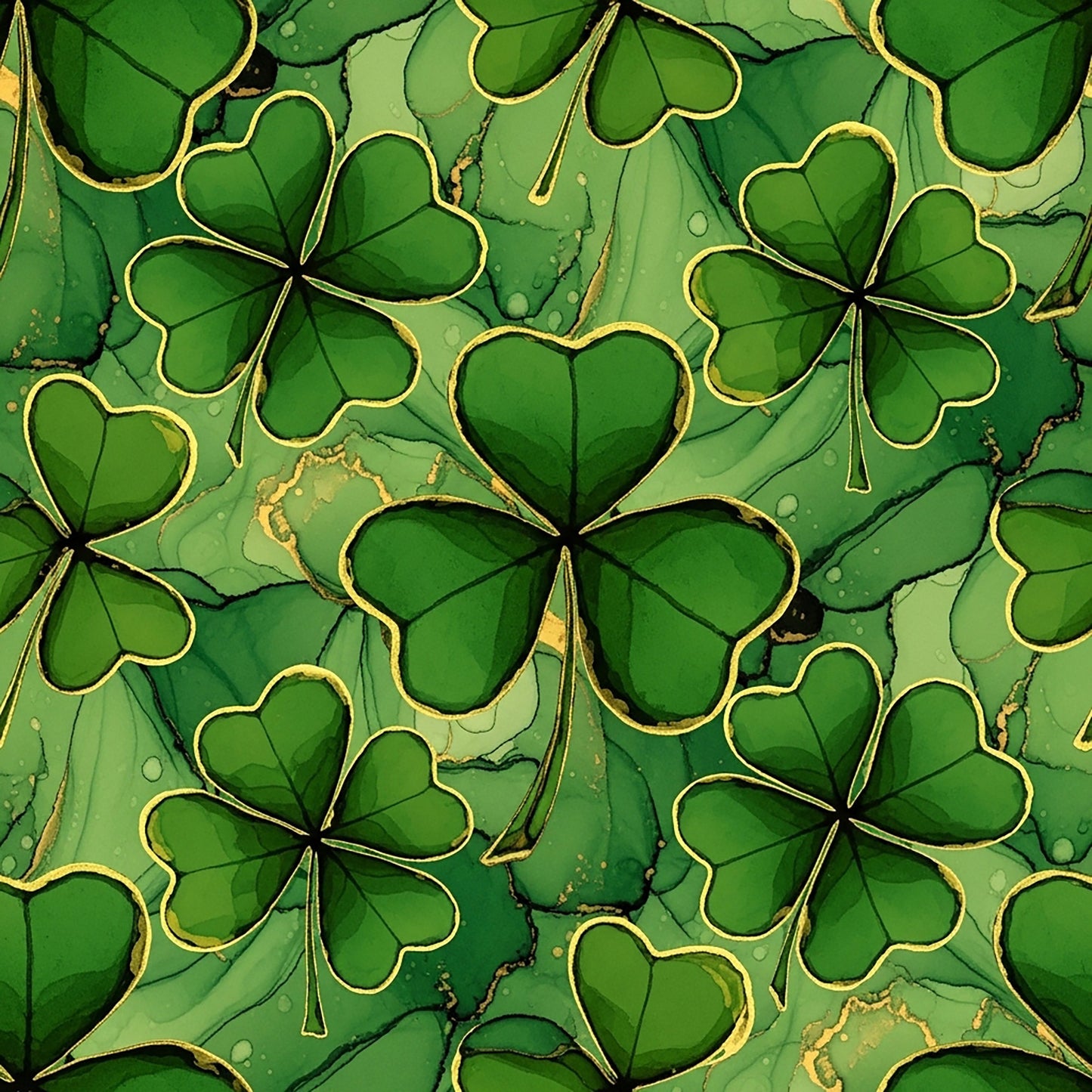 Alcohol Ink Shamrock Pattern 9 Quilting Cotton Fabric
