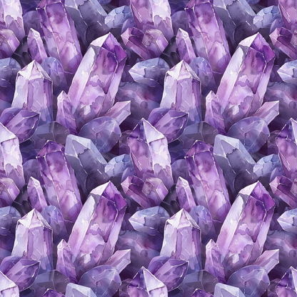 Pattern of arranged purple crystals with varying sizes and facets, creating a textured, repeating design.