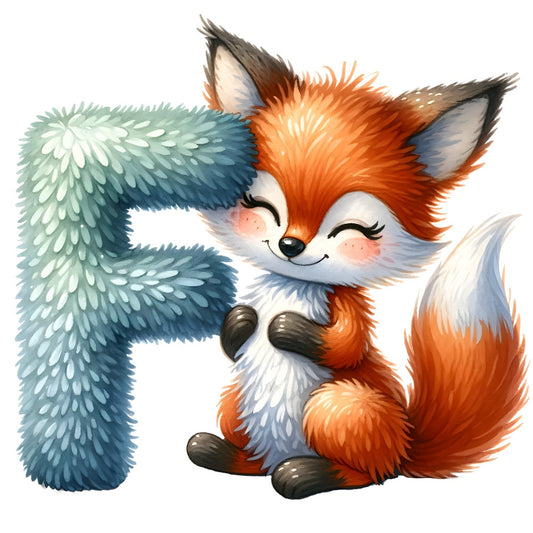 Animal Fox Letter F Fabric Panel