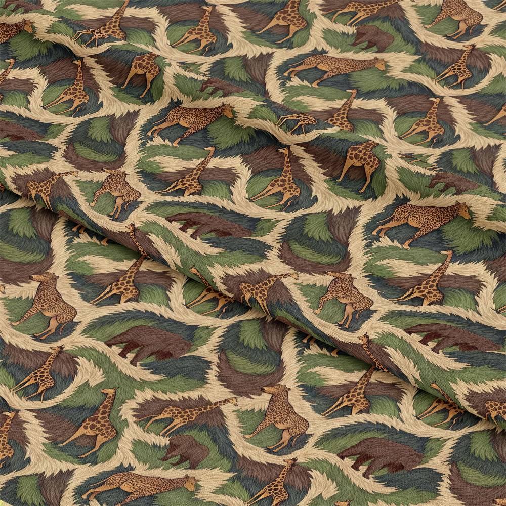 Animal Fur Camo Pattern 2 Quilting Cotton Fabric featuring wildlife motifs, camouflage design, quilting material, cotton textile, beige, brown, green colors, animal prints, camo style, soft texture, premium cotton fabric, nature-inspired pattern, sewing fabric by the yard.