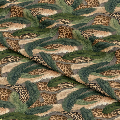 Animal Fur Camo Pattern 9 Quilting Cotton Fabric, animal print, camouflage, brown, beige, green, leafy design, quilt cotton textile, nature-inspired fabric, soft texture, premium quilting cotton, decorative fabric material, yardage fabric for sewing projects