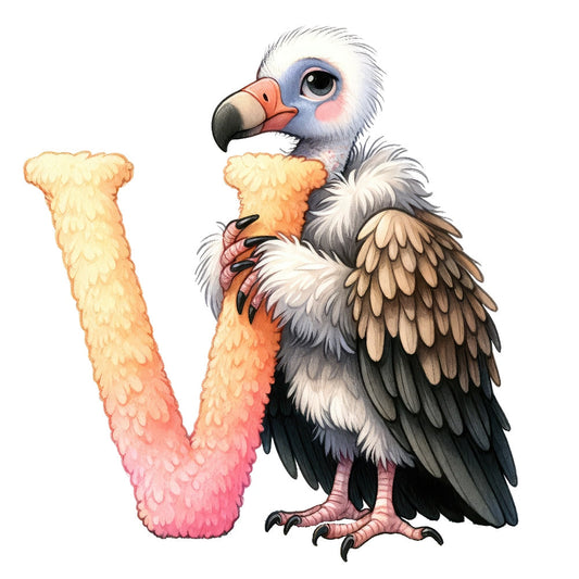 Animal Vulture Letter V Fabric Panel