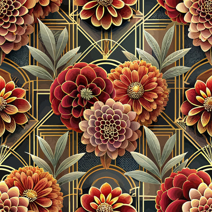 Art Deco Florals Pattern 10 Quilting Cotton Fabric