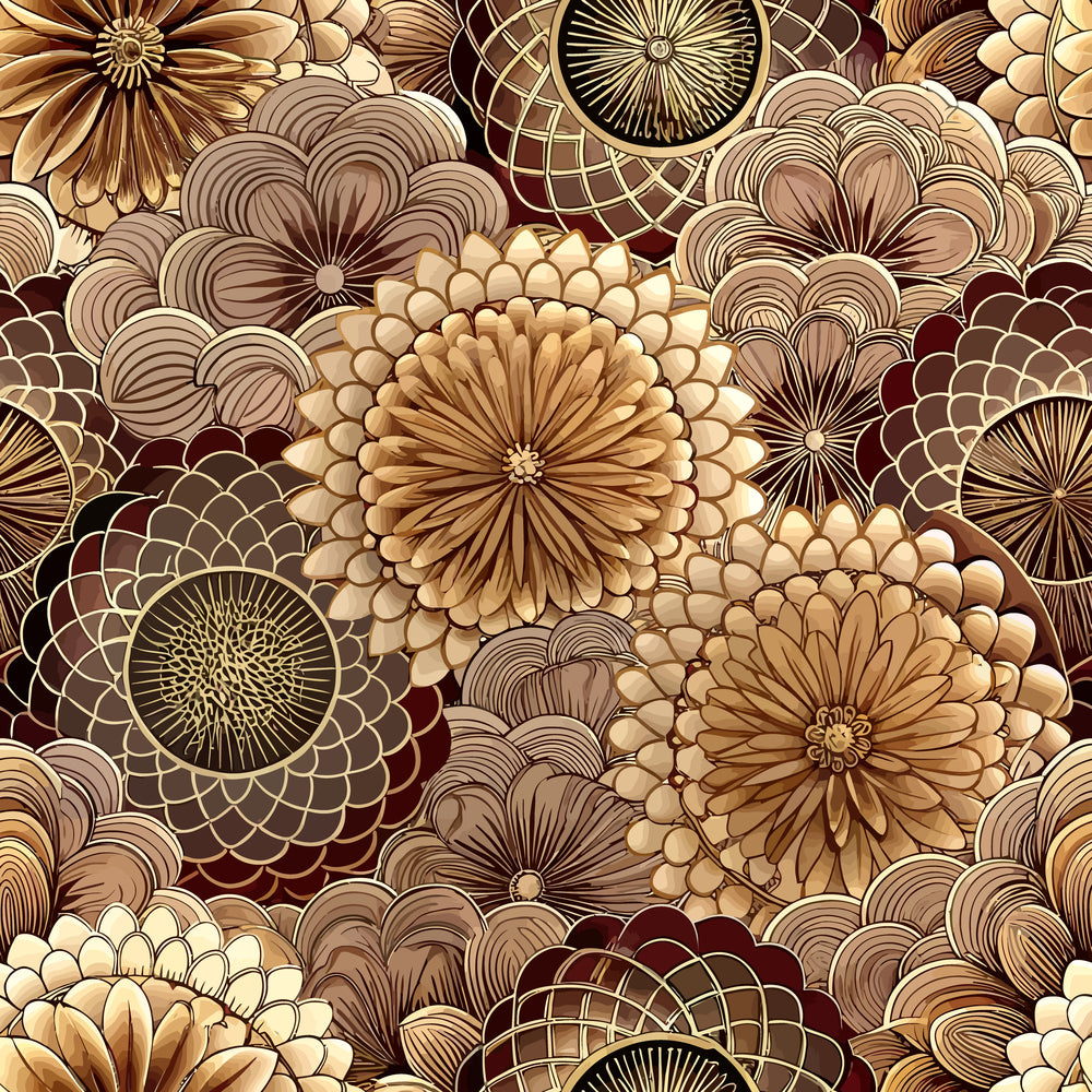 Art Deco Florals Pattern 15 Quilting Cotton Fabric