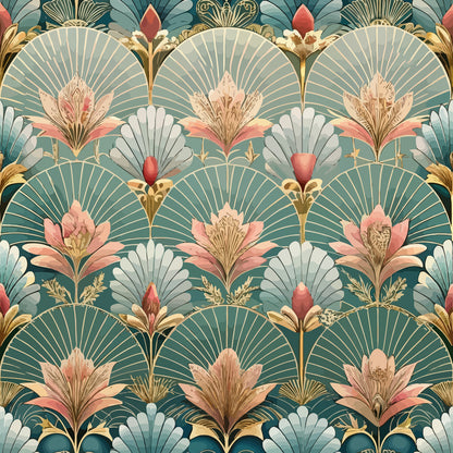 Art Deco Florals Pattern 17 Quilting Cotton Fabric