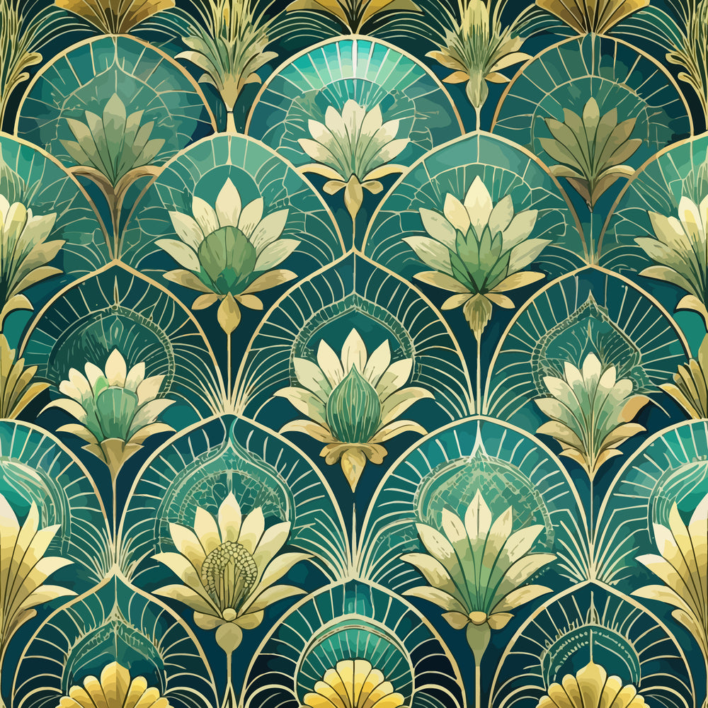 Art Deco Florals Pattern 19 Quilting Cotton Fabric