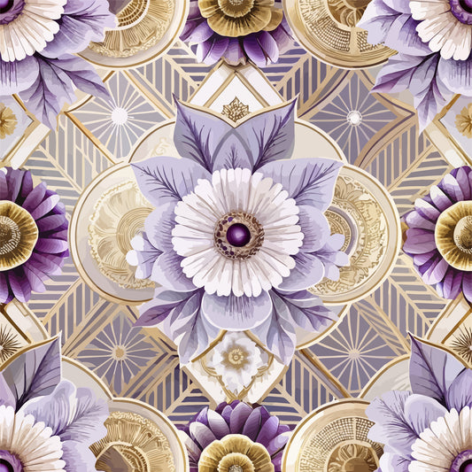 Art Deco Florals Pattern 37 Quilting Cotton Fabric