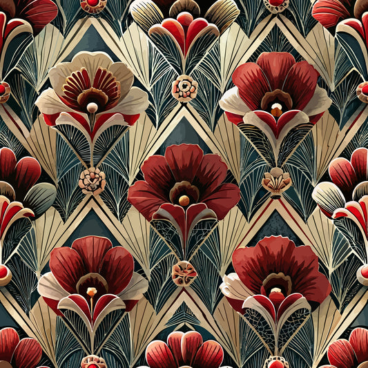 Art Deco Florals Pattern 50 Quilting Cotton Fabric