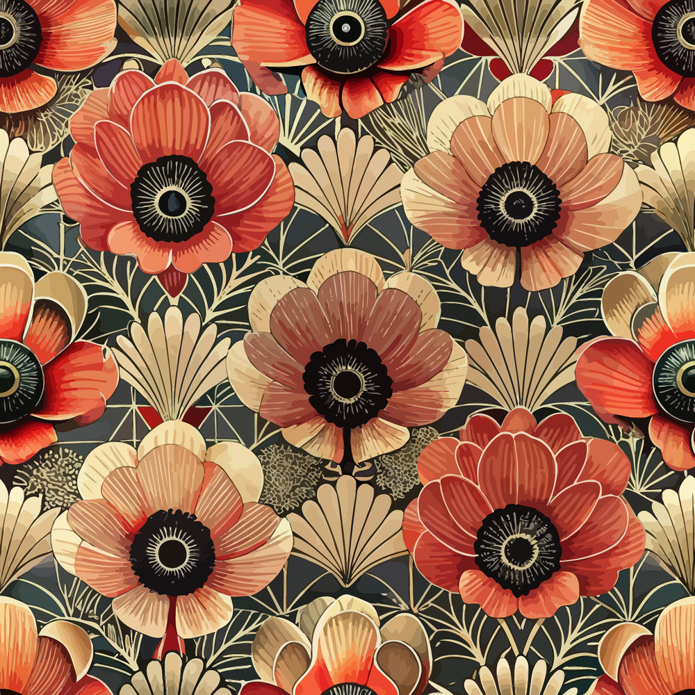Art Deco Florals Pattern 58 Quilting Cotton Fabric