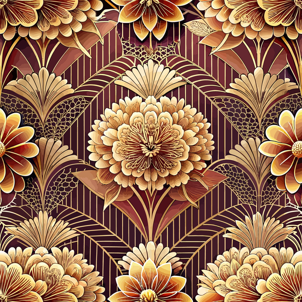 Art Deco Florals Pattern 62 Quilting Cotton Fabric