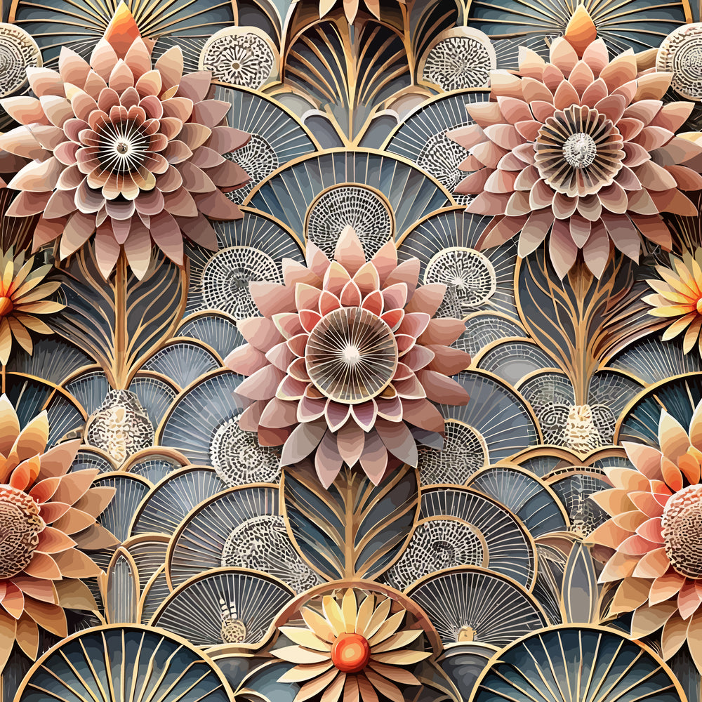 Art Deco Florals Pattern 7 Quilting Cotton Fabric