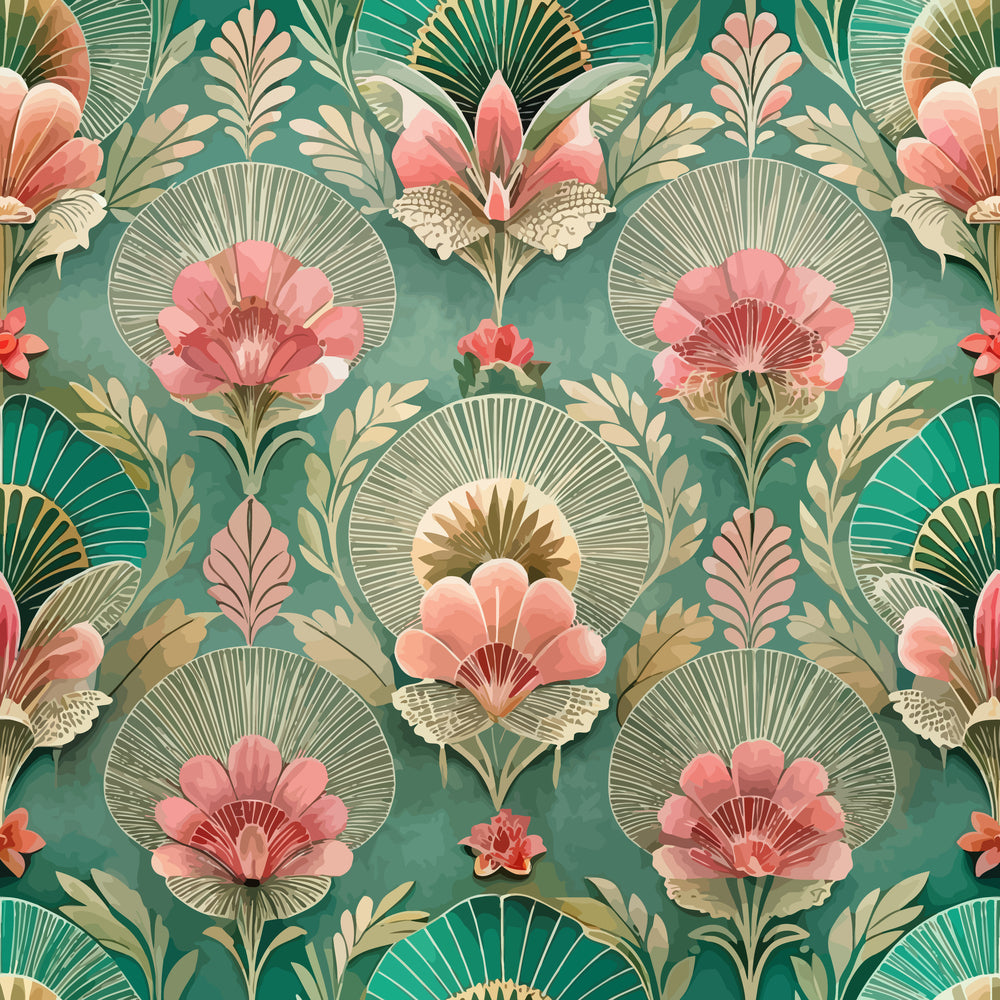 Art Deco Florals Pattern 81 Quilting Cotton Fabric
