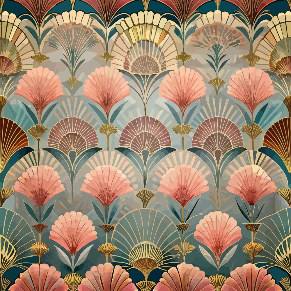 Art Deco Florals Pattern 82 Quilting Cotton Fabric