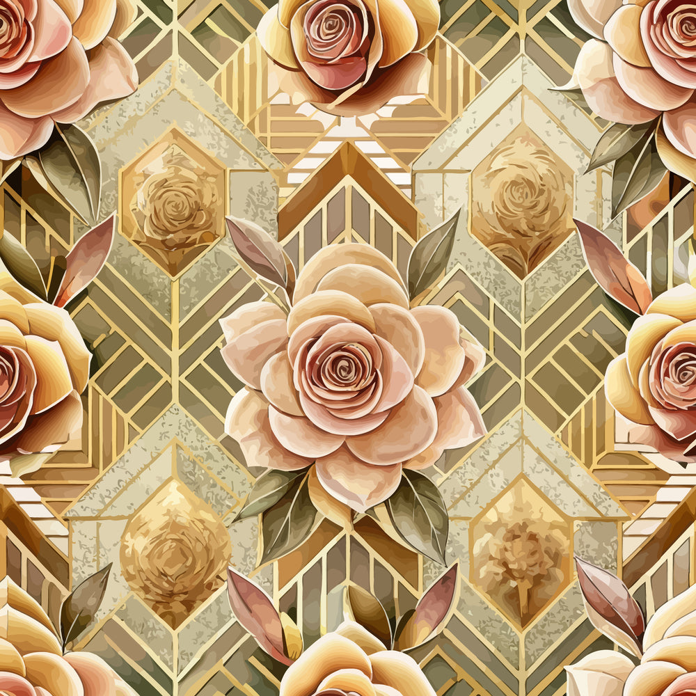 Art Deco Florals Pattern 93 Quilting Cotton Fabric