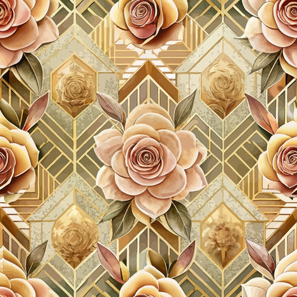 Art Deco Florals Pattern 93 Quilting Cotton Fabric