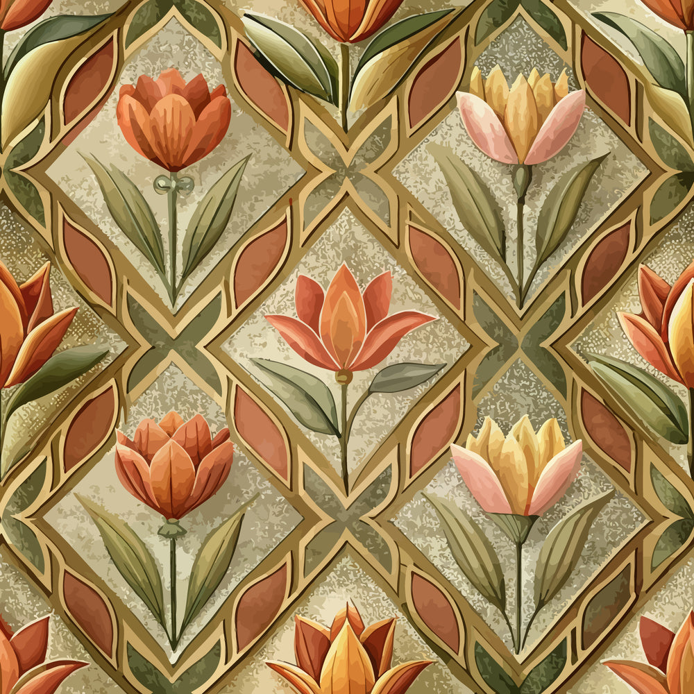 Art Deco Florals Pattern 96 Quilting Cotton Fabric