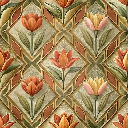 Art Deco Florals Pattern 96 Quilting Cotton Fabric