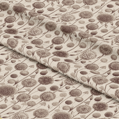 Art Nouveau Allium Flowers Pattern 2 Quilting Cotton Fabric featuring floral design, sepia tones, natural colors, botanical print, quilting material, cotton textile, vintage style, fabric yardage, soft texture, traditional print, eco-friendly fabric.