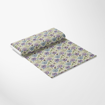 Art Nouveau Asters Pattern 1 Quilting Cotton Fabric, fabric, quilting, cotton, floral, asters, vintage, decorative, multicolor, purple, green, beige, textile, yardage, traditional, soft, premium