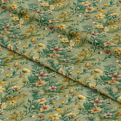 - Art Nouveau Broom Flowers Pattern 1 Quilting Cotton Fabric  
- Floral design  
- Vintage style  
- Green background  
- Yellow flowers  
- Pink flowers  
- Soft texture  
- High-quality cotton  
- Quilting material  
- Decorative fabric  
- Elegant botanical print
