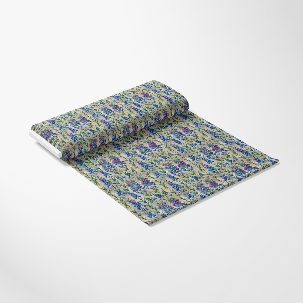 Art Nouveau Delphiniums Pattern 2 Quilting Cotton Fabric, floral design, blue, purple, green, vintage style, botanical print, fabric roll, quilting textile, natural fibers, cotton material, decorative cloth, sewing fabric, craft material, traditional style, elegant pattern, premium quilting fabric